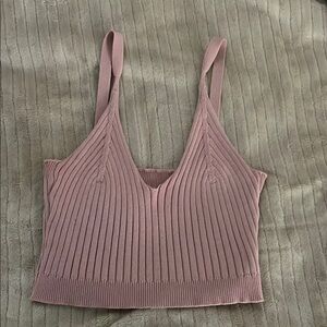Pink Sleeveless Cropped Ribbed Tank Top